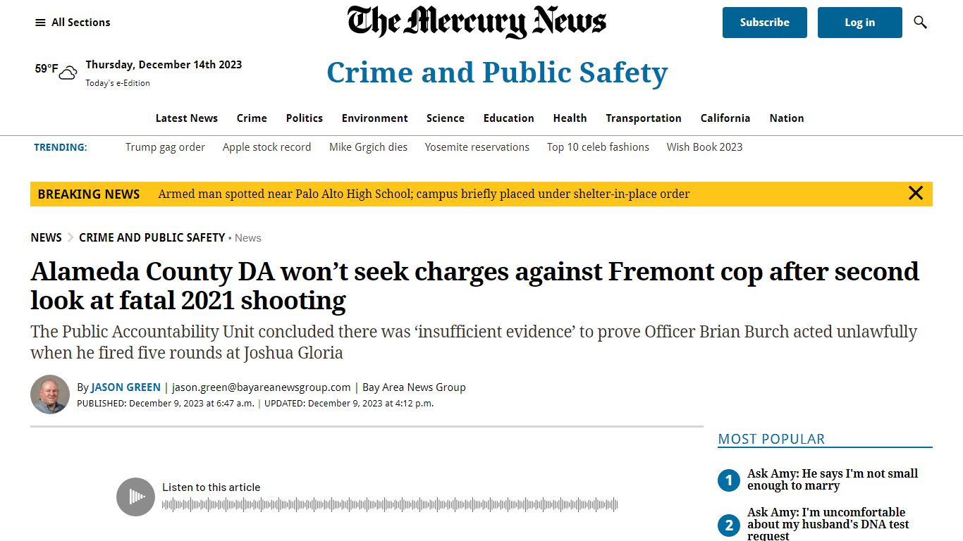 Alameda County DA won’t seek charges against Fremont cop after second ...